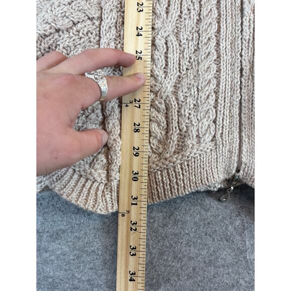 Aran Crafts Merino Wool Batwing Cape Chunky Knit Poncho Sweater Womens S/M Gray - Picture 4 of 9